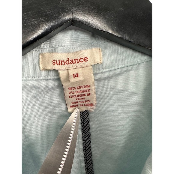 Sundance Minty Fitted Blazer Jacket Frayed‎ Fringe Hems Horn Buttons Women's 14 - Picture 4 of 11